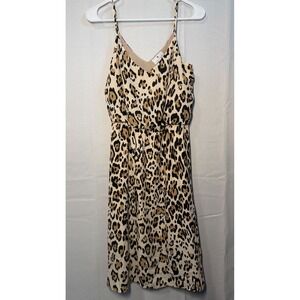 SOCIALITE Women Animal Print Spaghetti Strap V Neck Midi Dress Size S